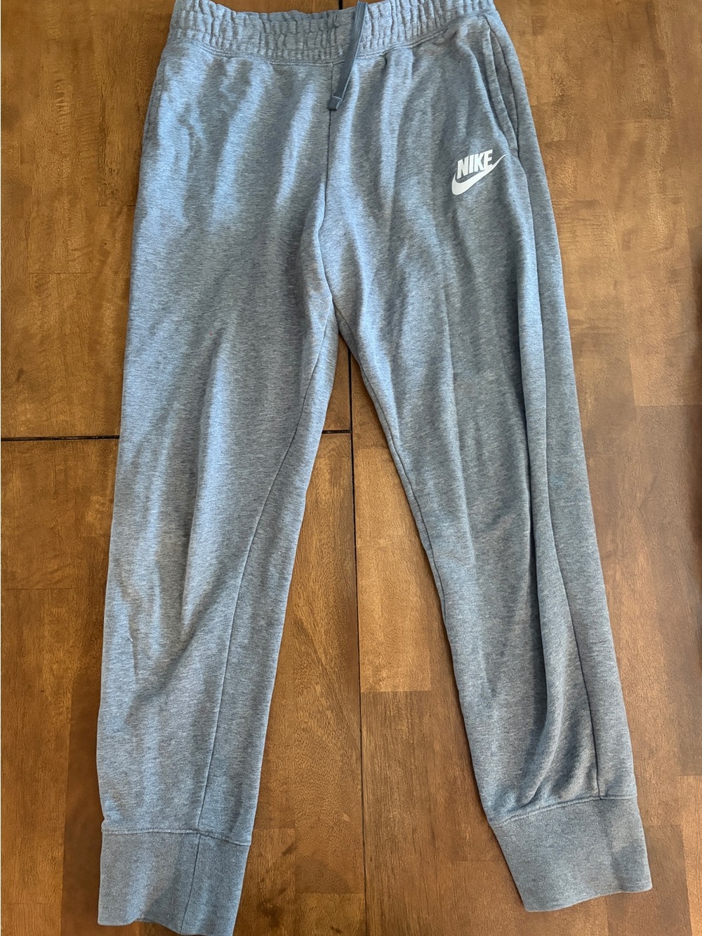 Nike Kids Gray Jogger Sweatpants with White Swoosh